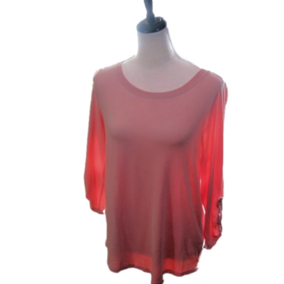 CABLE & Gauge Peach Scoop Neck Tunic Size Large - Picture 1 of 5